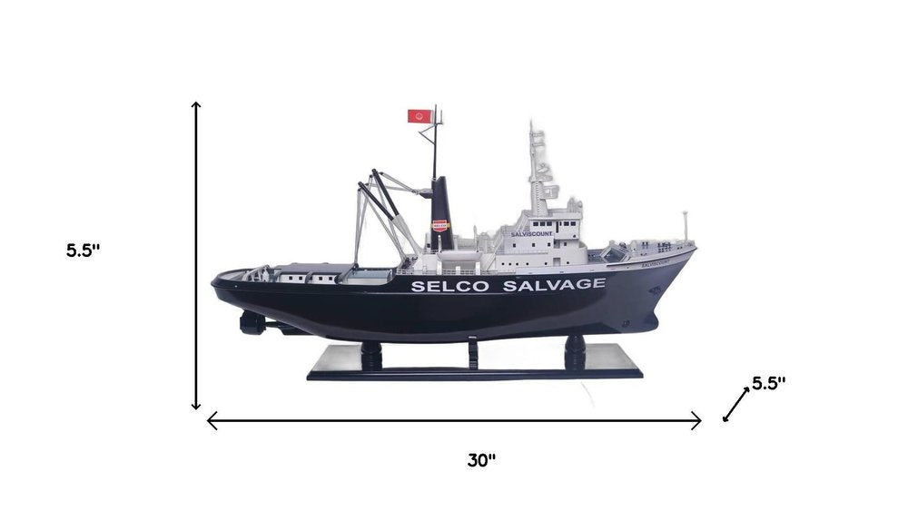 6" Unfinished Wood Hand Painted Model Boat