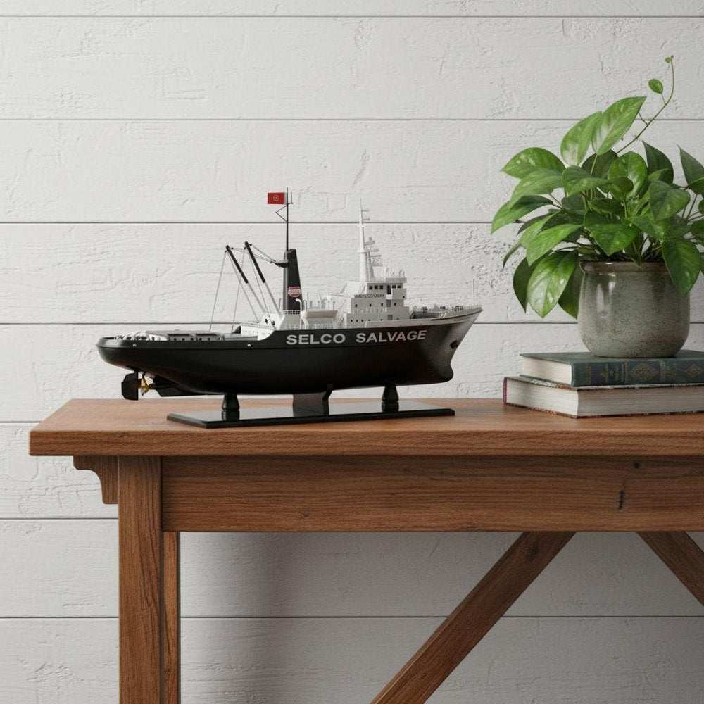 6" Unfinished Wood Hand Painted Model Boat