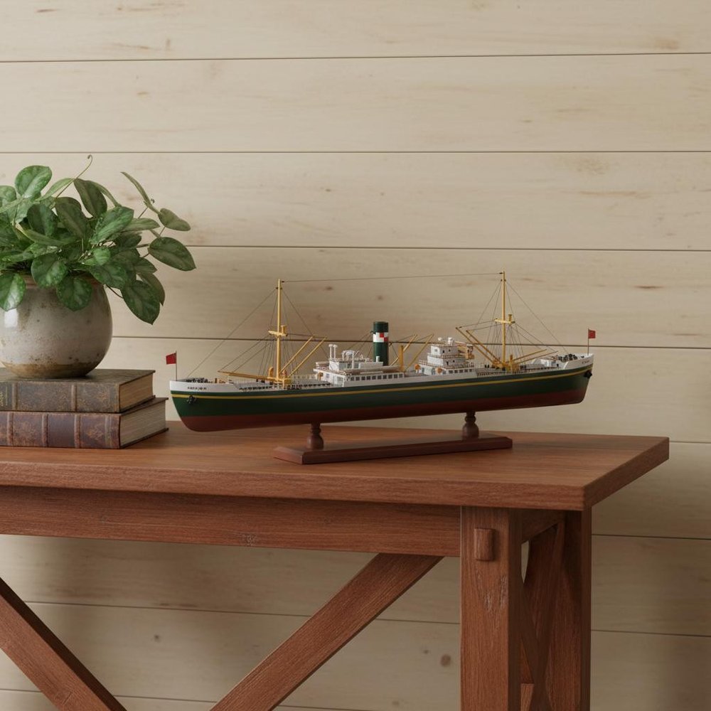 3" Unfinished Wood Hand Painted Model Boat