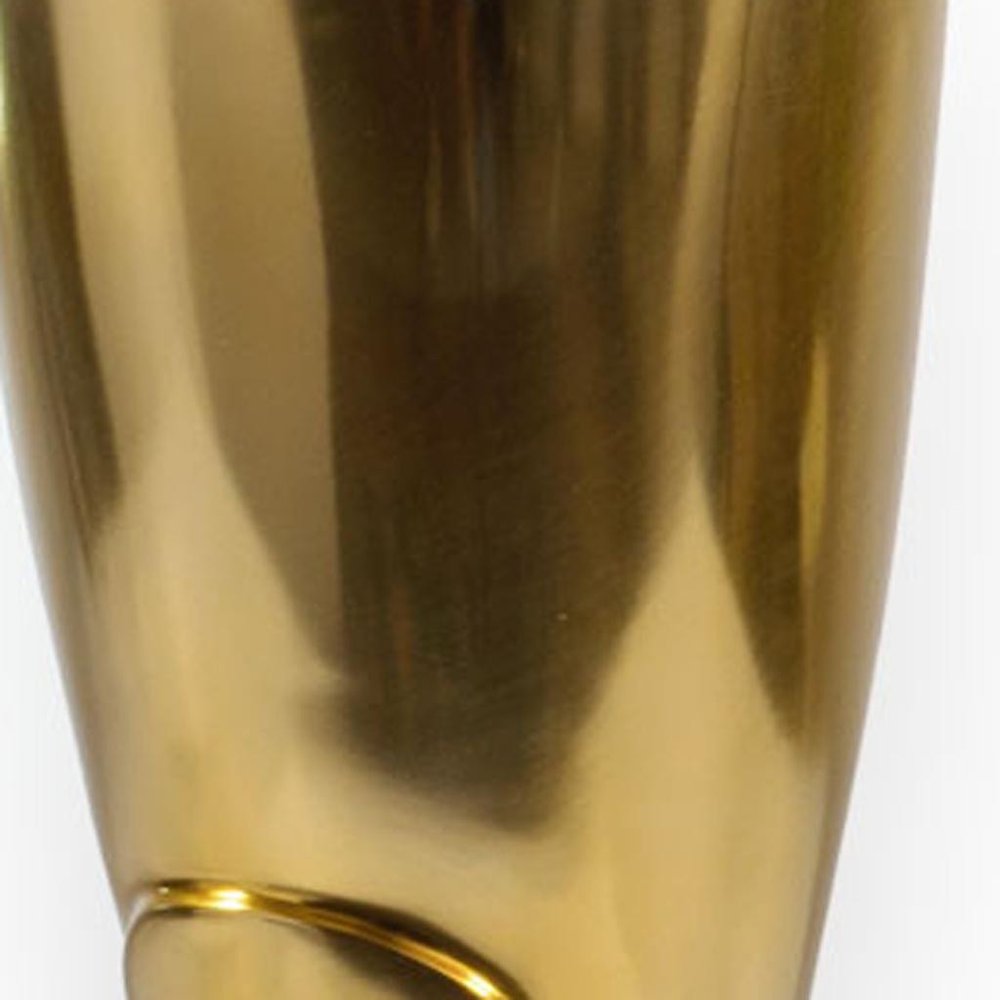 16" Gold Aluminum Firefighter Boot Umbrella Stand detail shot of the gold metal finish.