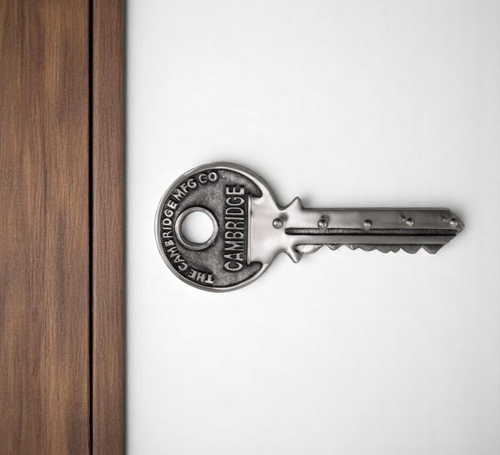 16" Silver Five Hook Wall Mount Key Shaped Coat Rack.