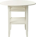 40" Cream Wood Rounded Drop Leaf Bar Table. Bar & restaurant table isolated on a plain white background, finished in cream wood.