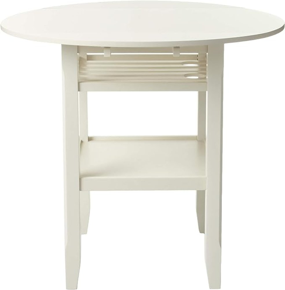 40" Cream Wood Rounded Drop Leaf Bar Table. Bar & restaurant table isolated on a plain white background, finished in cream wood.
