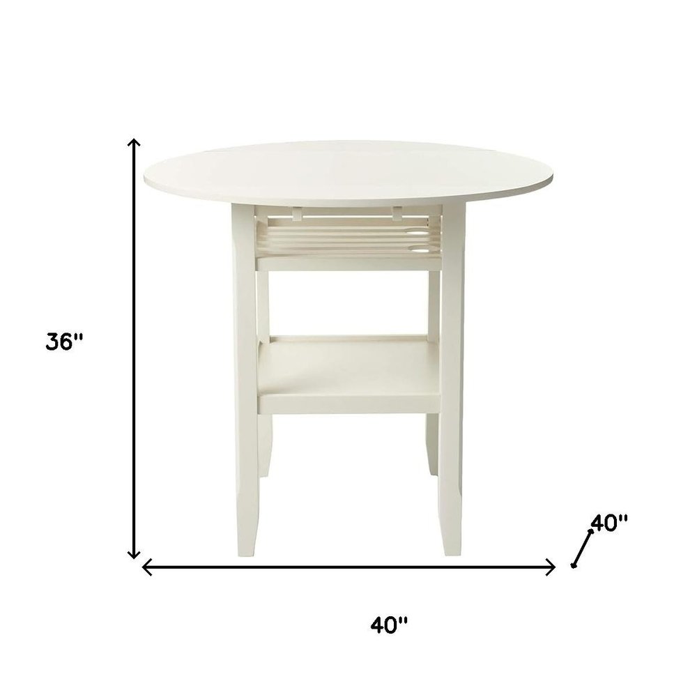 40" Cream Wood Rounded Drop Leaf Bar Table. Bar & restaurant table isolated on a plain white background, showing a cream wood surface.