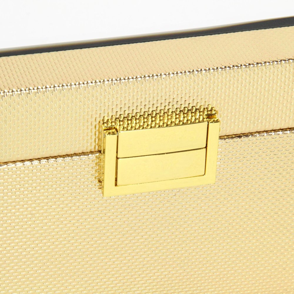 Set Of Two Gold Faux Leather And Mirrored Glass Jewelry Boxes close-up detail