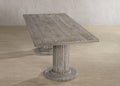 84" Gray Wood Double Pedestal Base Dining Table close-up detail