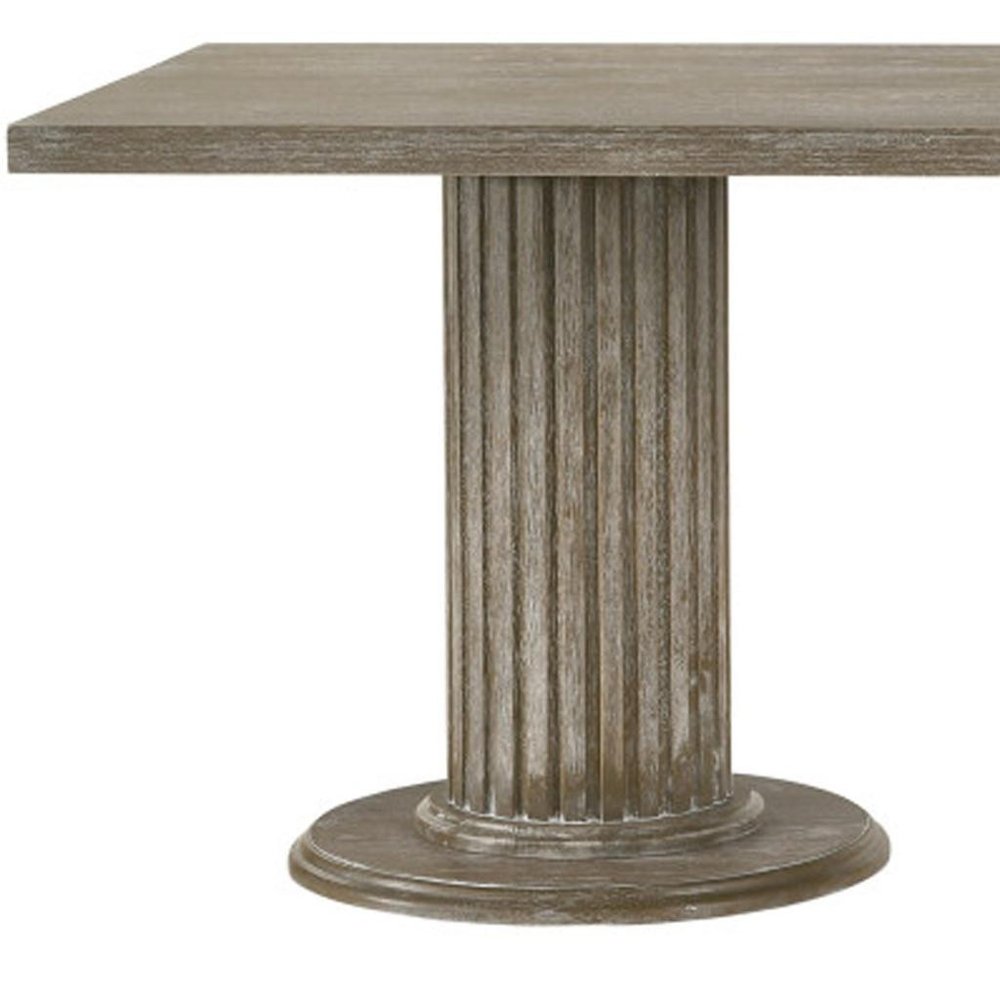 84" Gray Wood Double Pedestal Base Dining Table on a white background