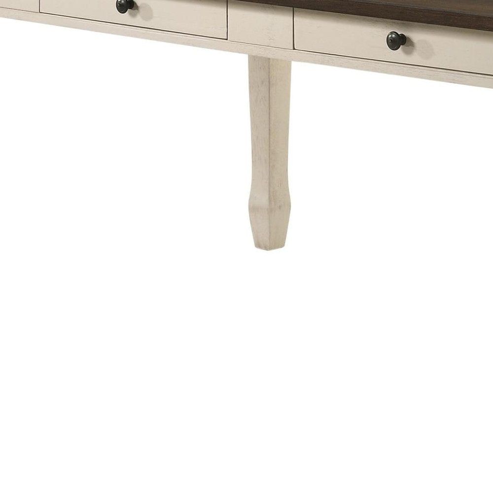 78" Oak and Cream Wood Dining Table