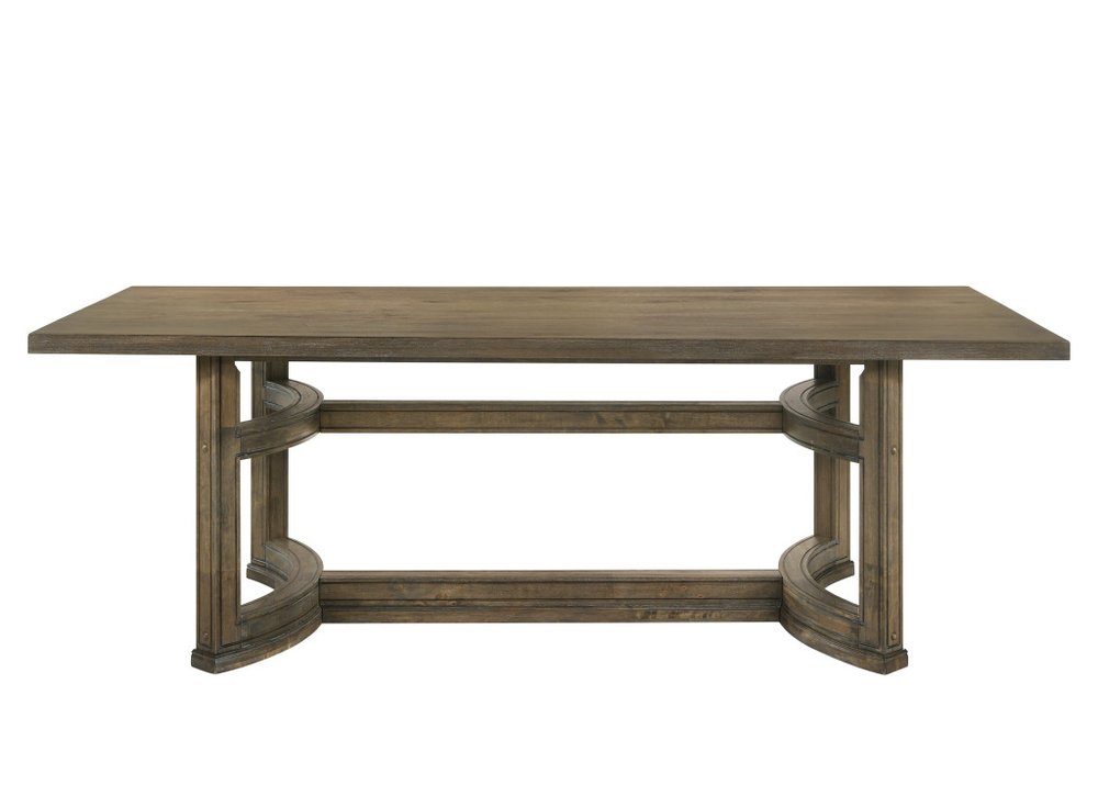 88" Oak Wood Trestle Base Dining Table