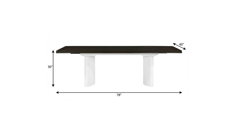 78" Walnut and White Wood Removable Leaf Double Pedestal Base Extendable Dining Table