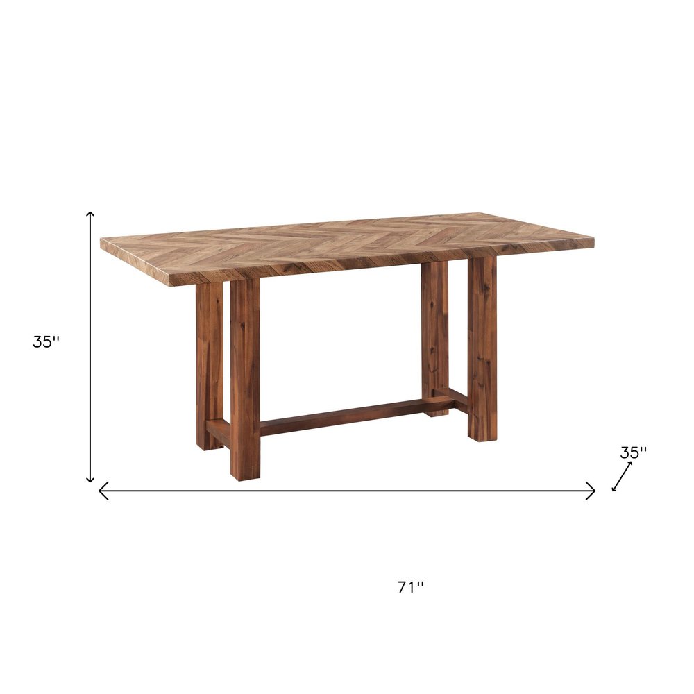 71" Brown Solid Wood Rectangular Bar Table on a white background