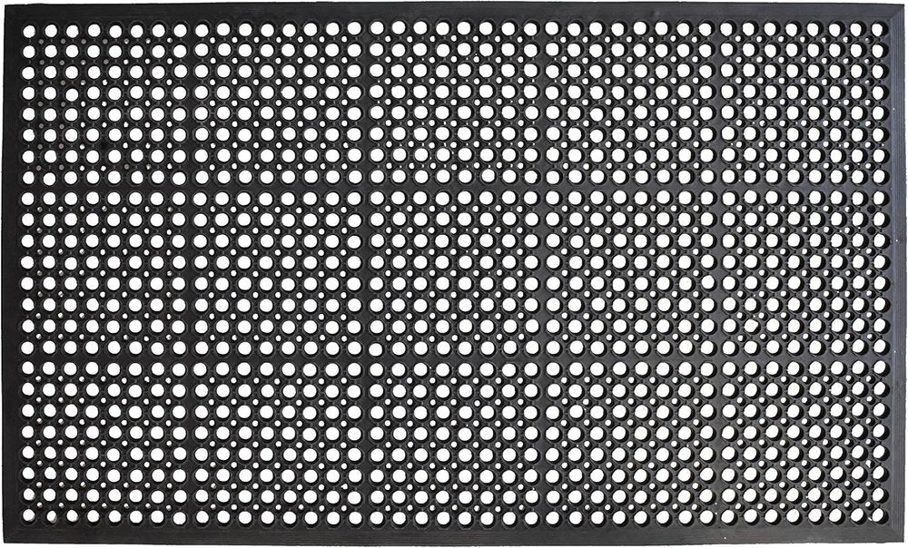 36" X 36" Black Geo Circles Outdoor Rubber Door Mat