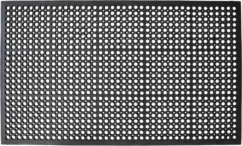 36" X 36" Black Geo Circles Outdoor Rubber Door Mat