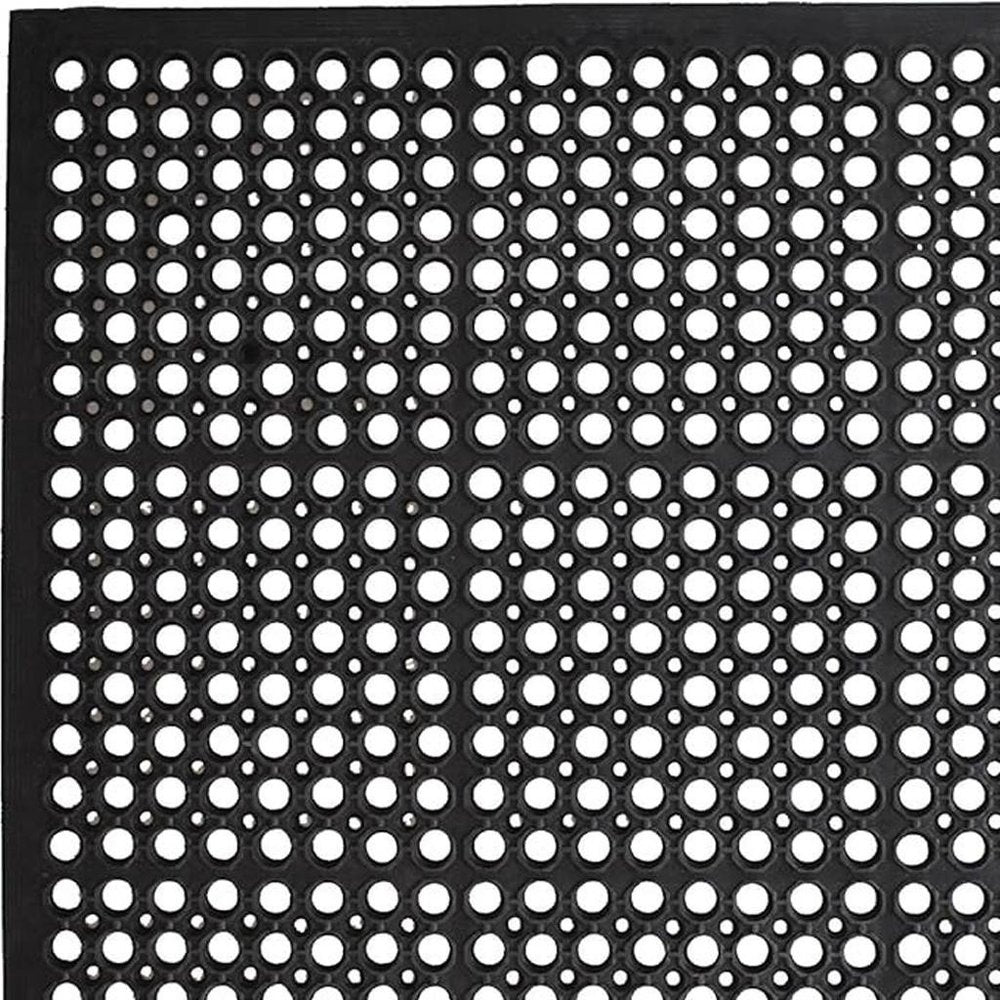 36" X 36" Black Geo Circles Outdoor Rubber Door Mat