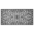 36" X 72" Black Scrollwork Outdoor Rubber Door Mat. Doormat isolated on a plain white background, showing its black color.