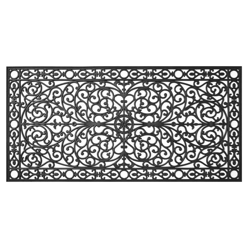 36" X 72" Black Scrollwork Outdoor Rubber Door Mat