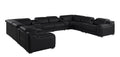 Black Italian Leather Power Reclining U Shaped Twelve Piece Corner Sectional With Console
