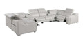 Light Gray Italian Leather Power Reclining U Shaped Eight Piece Corner Sectional With Console