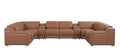 Chestnut Italian Leather Power Reclining U Shaped Eight Piece Corner Sectional With Console