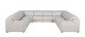 Light Gray Italian Leather Power Reclining U Shaped Eight Piece Corner Sectional With Console