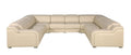 Beige Italian Leather Power Reclining U Shaped Eight Piece Corner Sectional With Console