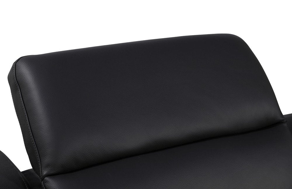 Black Italian Leather Power Reclining U Shaped Eight Piece Corner Sectional With Console