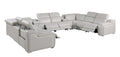 Light Gray Italian Leather Power Reclining U Shaped Ten Piece Corner Sectional With Console