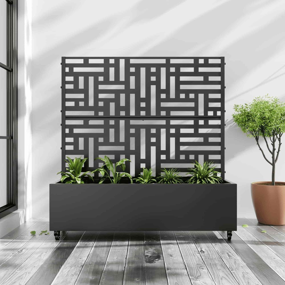 47" X 47" Black Metal Rectangular Planter Box