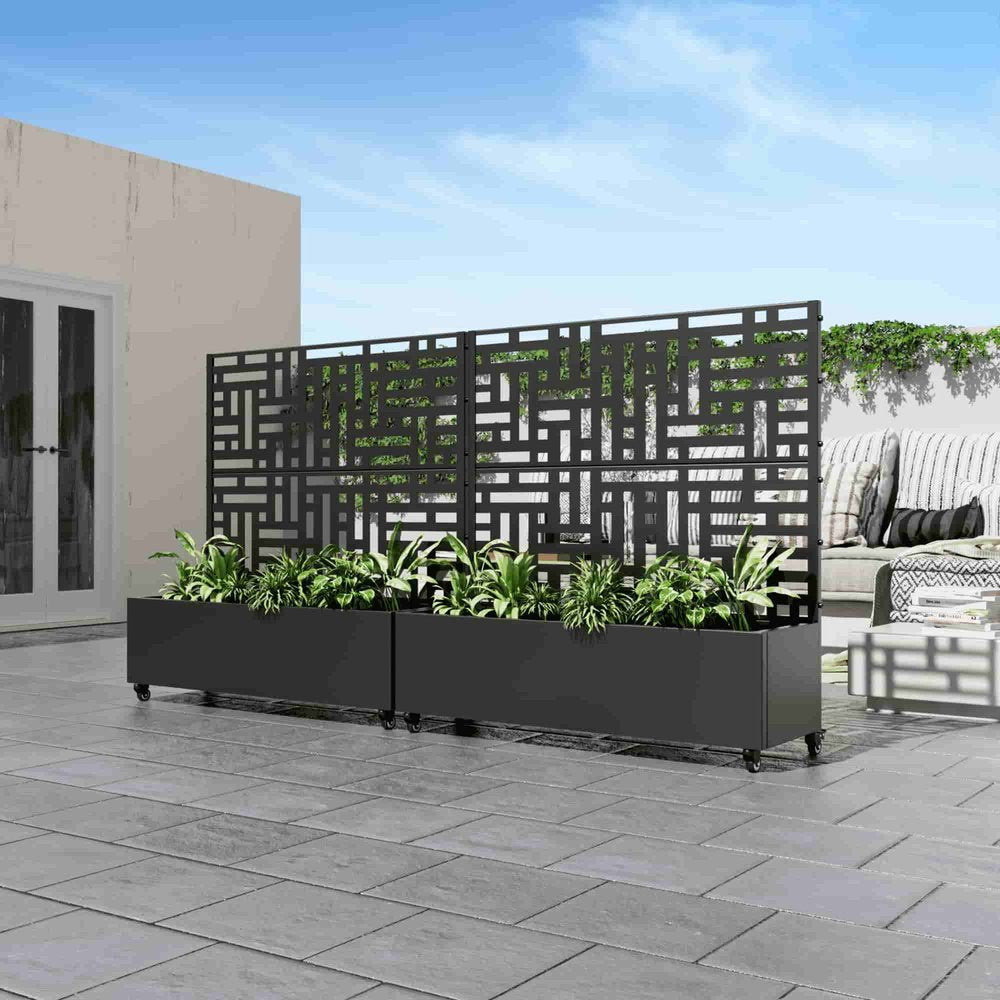 47" X 47" Black Metal Rectangular Planter Box