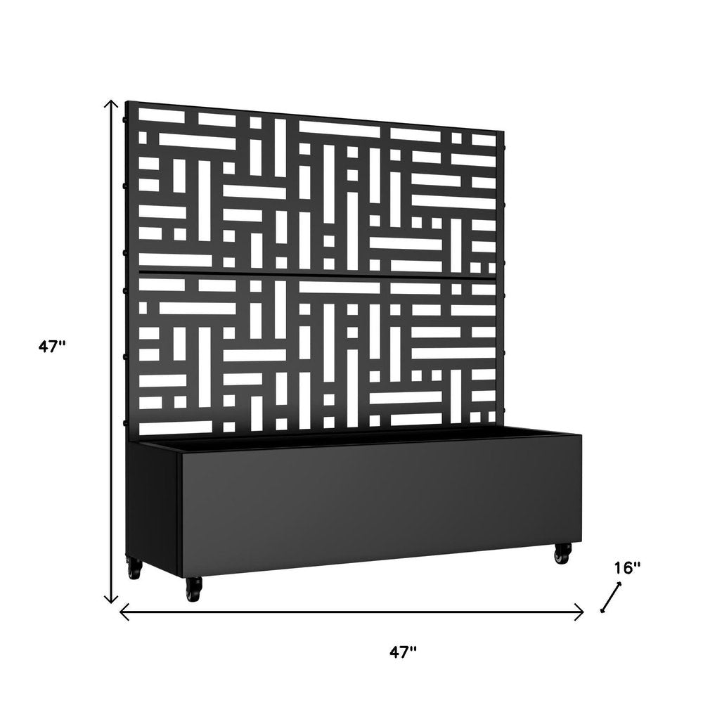 47" X 47" Black Metal Rectangular Planter Box