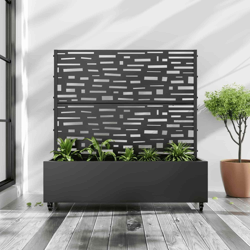 47" X 47" Black Metal Rectangular Planter Box