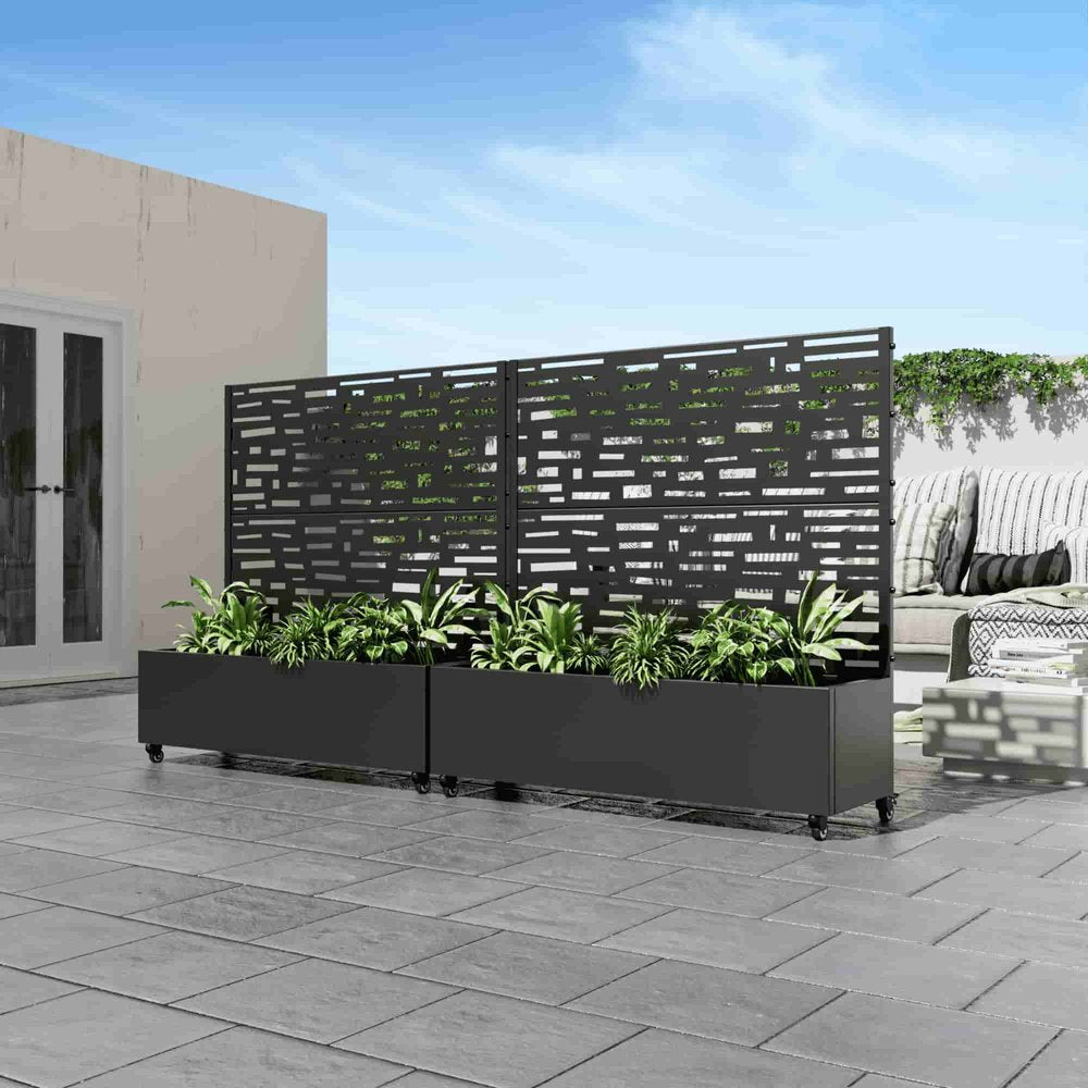 47" X 47" Black Metal Rectangular Planter Box
