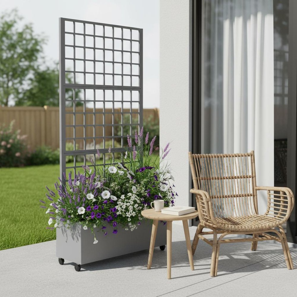 72" X 35" Gray Metal Rectangular Planter Box