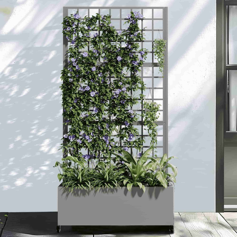 72" X 35" Gray Metal Rectangular Planter Box