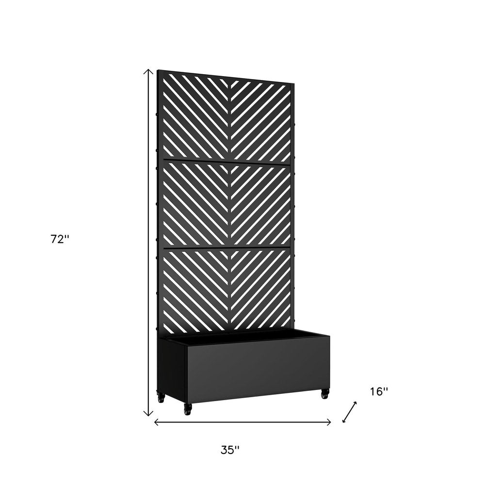 72" X 35" Black Metal Rectangular Planter Box on a white background