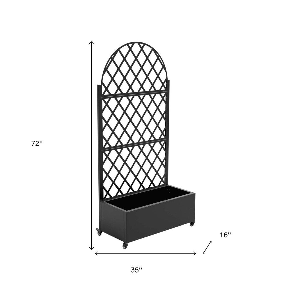 72" X 35" Black Metal Rectangular Planter Box