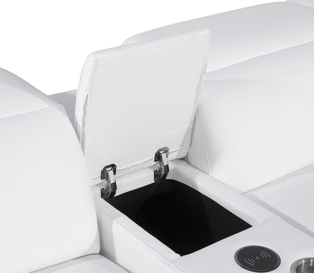 Two Piece White Leather Five Person Seating Set - SKU 633998