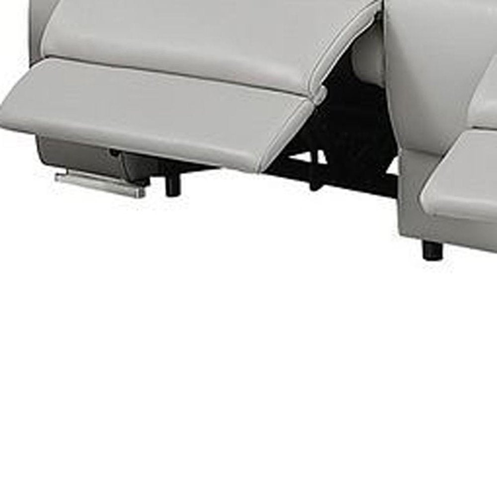 Two Piece Light Gray Leather Five Person Seating Set - SKU 633999