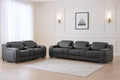 Two Piece Dark Gray Leather Five Person Seating Set