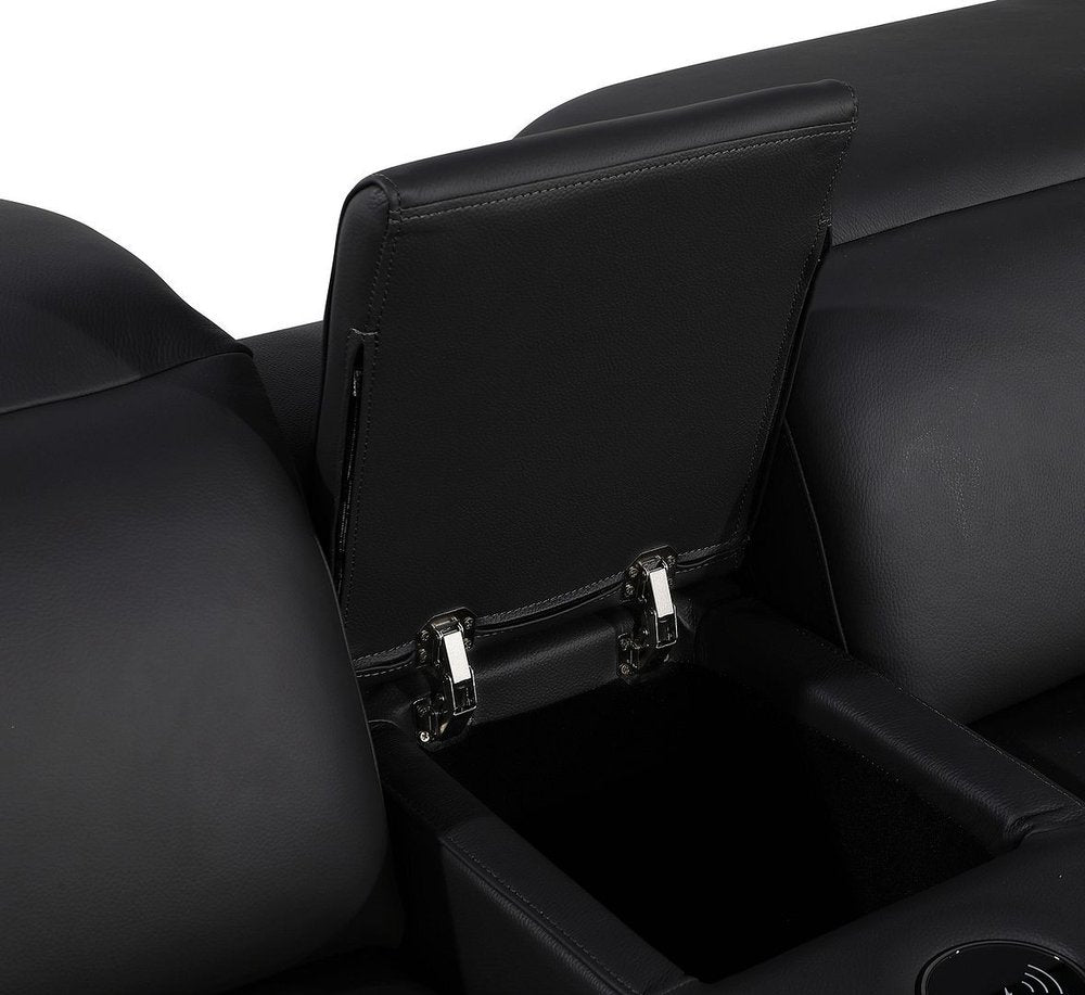 Two Piece Black Leather Five Person Seating Set