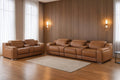 Two Piece Chestnut Leather Five Person Seating Set