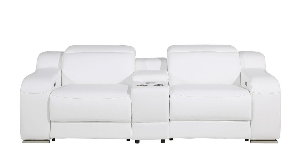 Two Piece White Leather Five Person Seating Set - SKU 634005