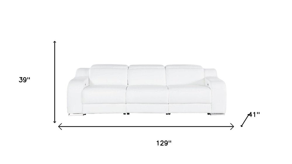Two Piece White Leather Five Person Seating Set - SKU 634005 on a white background