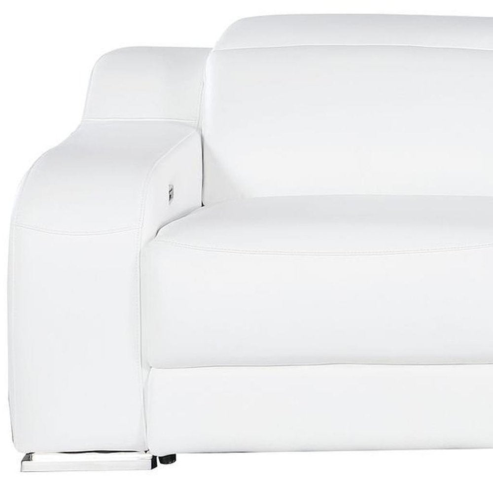 Two Piece White Leather Five Person Seating Set - SKU 634005 on a white background
