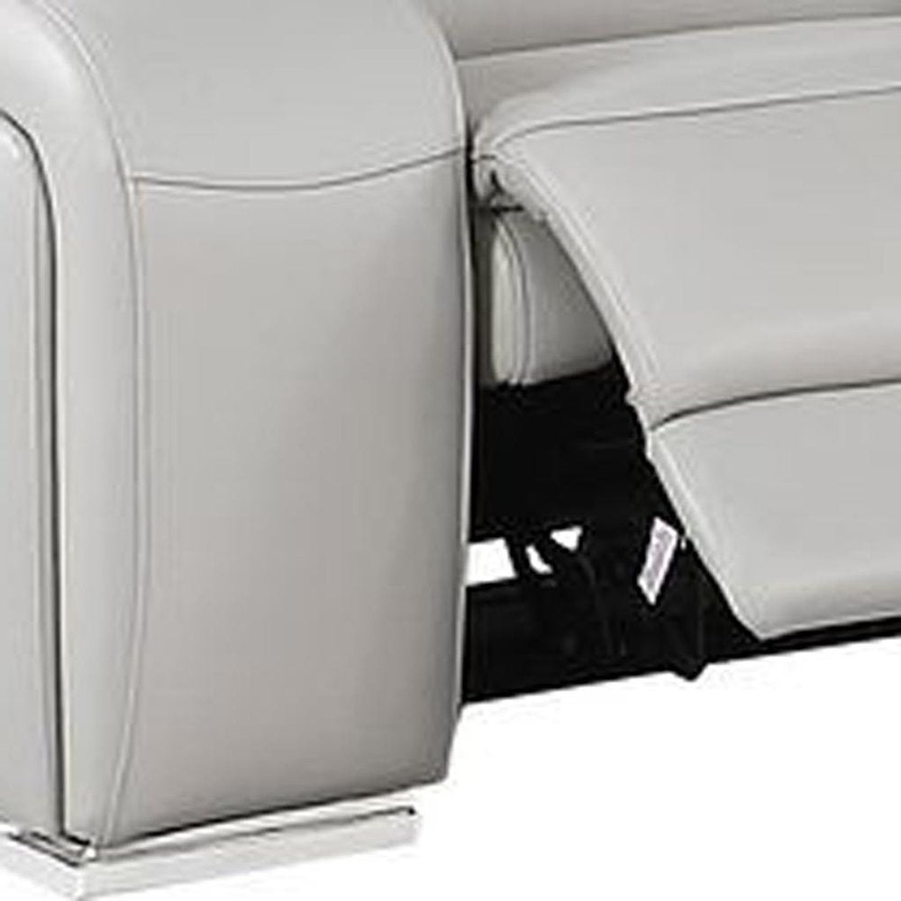 Two Piece Light Gray Leather Five Person Seating Set close-up detail