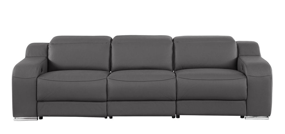 Two Piece Dark Gray Leather Five Person Seating Set