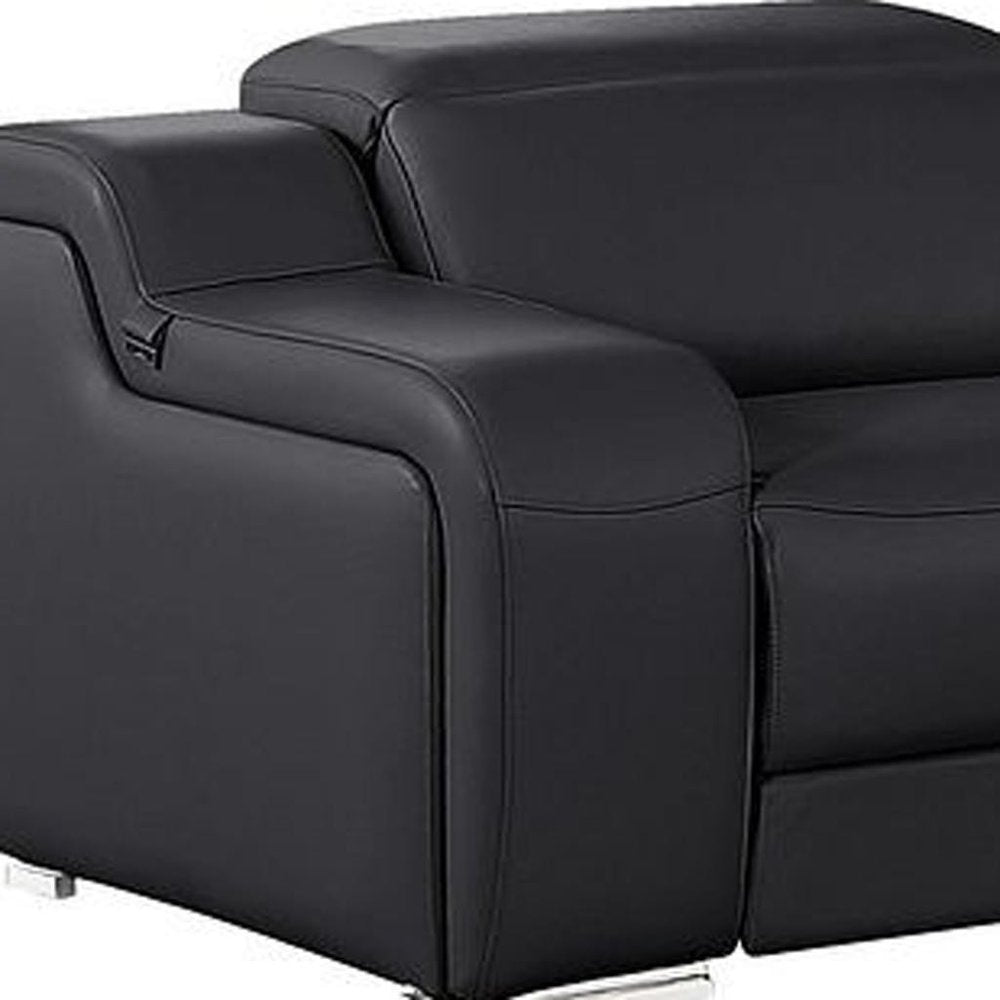 Two Piece Black Leather Five Person Seating Set