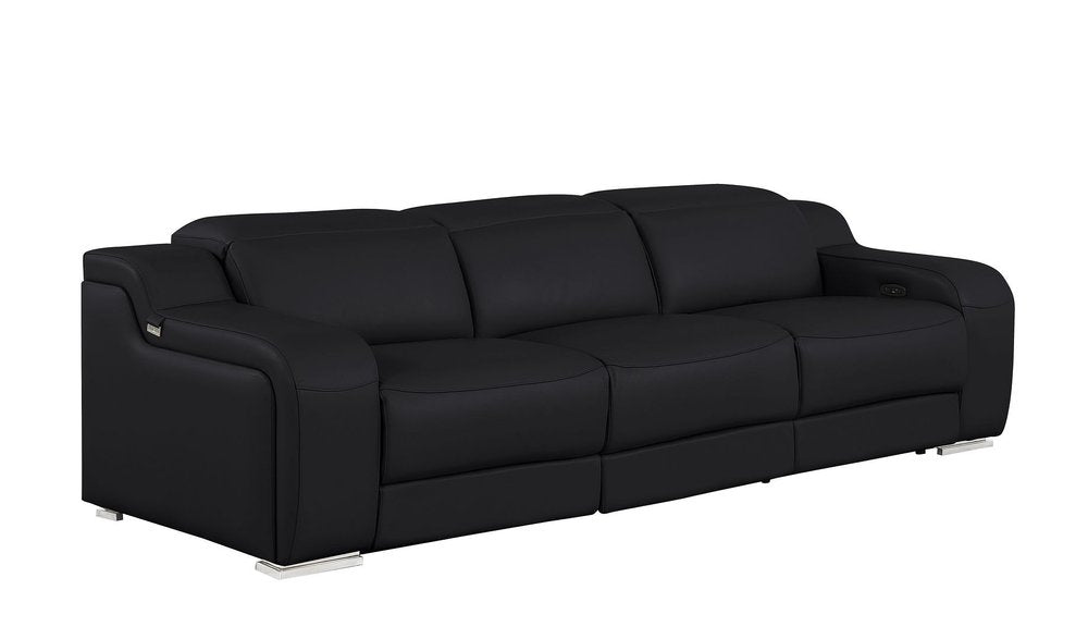 Two Piece Black Leather Five Person Seating Set