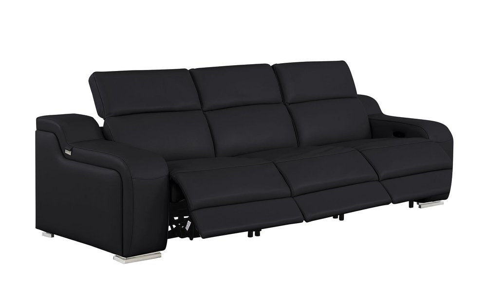 Two Piece Black Leather Five Person Seating Set