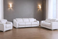 Three Piece White Leather Six Person Seating Set